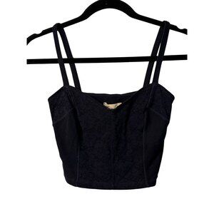 Vintage Hollister Blue Cropped Cami Lace Front Tank Top Ladies XS Y2K Aesthetic